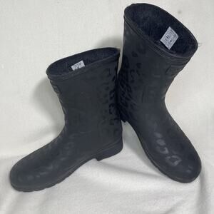 Hunter Leopard Mid-calf Boots 7- EUC!!